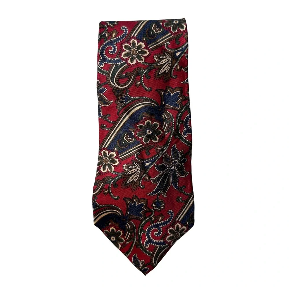 Van Heusen Tie Mens OS Red‎ Paisley 417 Floral Pattern Classic Business Formal